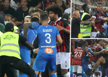 Le match de Marseille abandonné après que les supporters niçois ont pris d’assaut le terrain pour une bagarre