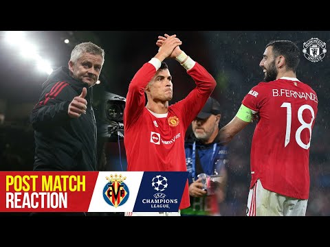 Solskjaer, Ronaldo et Fernandes réagissent à une victoire cruciale |  Manchester United 2-1 Villarreal |  UCL