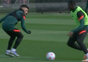 (Vidéo) Konate exécute une compétence sale sur le boeuf à l’entraînement de Liverpool