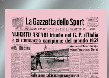 Première page Gazzetta in Nft : le 8 septembre 1952 Alberto Ascari est champion du monde