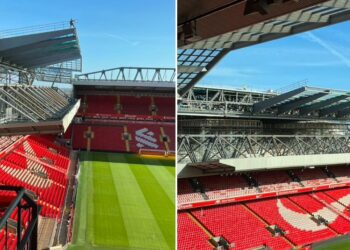 (Images) De nouveaux clichés montrent les progrès étonnants de l’expansion d’Anfield Road