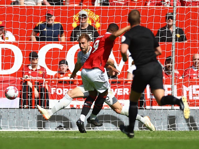 Anthony Martial de Manchester United marque contre Wolverhampton Wanderers le 13 mai 2023