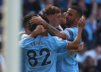 Julian Alvarez célèbre le but de Manchester City le 21 mai 2023