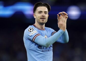 Jack Grealish de Manchester City célèbre après le match du 17 mai 2023