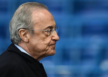 Le président du Real Madrid Florentino Perez avant le match du 18 avril 2023