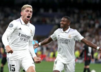 Federico Valverde du Real Madrid célèbre son but contre le RB Leipzig le 14 septembre 2022