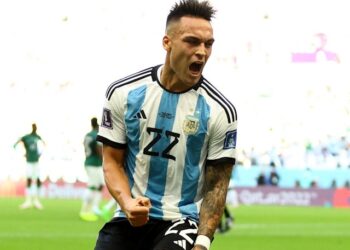 L'Argentin Lautaro Martinez célèbre son but non accordé le 22 novembre 2022