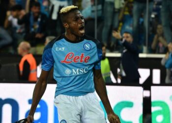 Victor Osimhen de Naples célèbre son but le 4 mai 2023