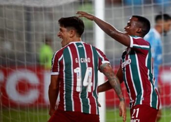 L'Allemand Cano de Fluminense célèbre son deuxième but le 5 avril 2023