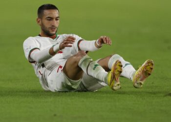Hakim Ziyech en action pour le Maroc le 27 septembre 2022