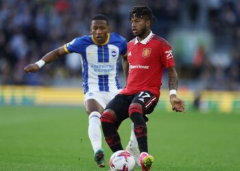 Fred de Manchester United en action contre Brighton & Hove Albion le 4 mai 2023
