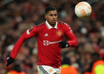 L'attaquant de Manchester United Marcus Rashford le 9 mars 2023