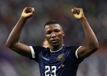 L'Équateur et le milieu de terrain de Brighton & Hove Albion Moises Caicedo photographiés en novembre 2022