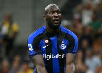 Romelu Lukaku de l'Inter Milan réagit en août 2022