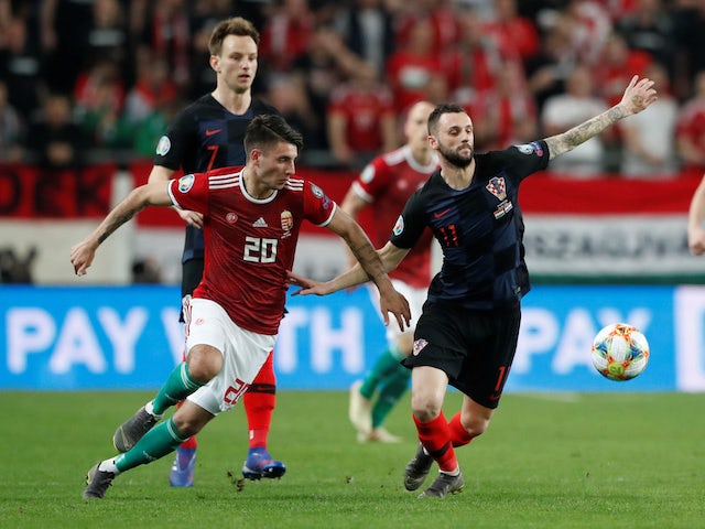 Le milieu de terrain hongrois Dominik Szoboszlai en action contre la Croatie lors de leur match de qualification à l'Euro 2020 en mars 2019