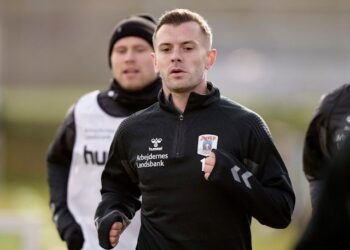 Jack Wilshere à l'entraînement pour Aarhus en février 2022