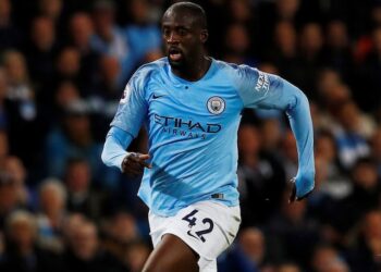 Yaya Touré en action pour Manchester City le 9 mai 2018