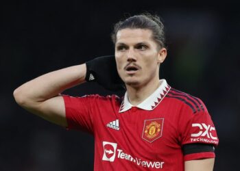 Le milieu de terrain de Manchester United Marcel Sabitzer le 4 février 2023