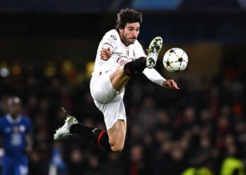 Sandro Tonali en action pour l'AC Milan le 5 octobre 2022