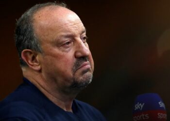L'entraîneur d'Everton Rafael Benitez avant le match, le 1er novembre 2021