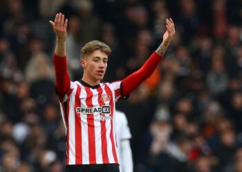 Jack Clarke de Sunderland célèbre son premier but le 28 janvier 2023