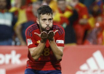 Jordi Alba célèbre le but de l'Espagne le 24 septembre 2022