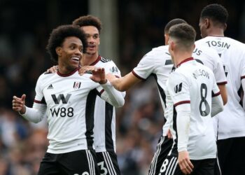 Willian célèbre son but pour Fulham le 8 mai 2023