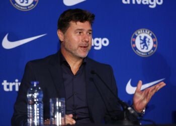 Le nouveau manager de Chelsea, Mauricio Pochettino, lors de la conférence de presse du 7 juillet 2023