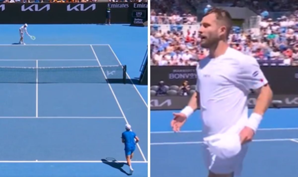 Corentin Moutet sert sous les bras de l'Open d'Australie